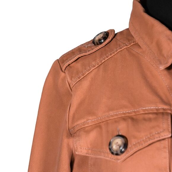 Free People Women's Jean Jacket Orange Button Pockets Collared Denim Cropped XS - Picture 4 of 10